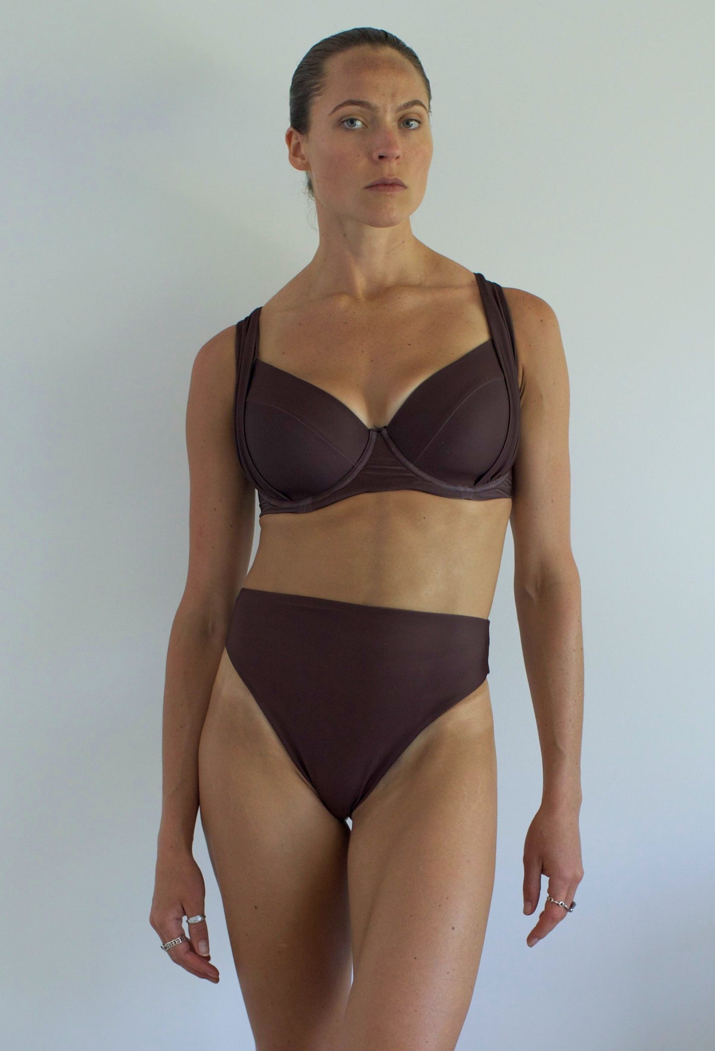 Emma High Waist Bikini Brief | Deep Mauve